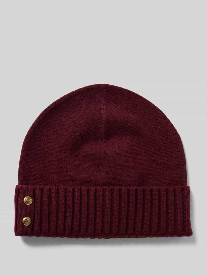 Lauren Ralph Lauren Beanie mit Label-Detail in Bordeaux, Größe 1