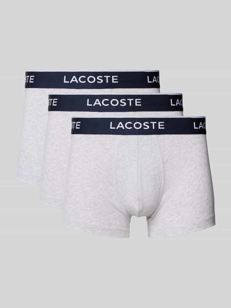 Lacoste Trunks mit elastischem Label-Bund im 3er-Pack in Silber, Größe L