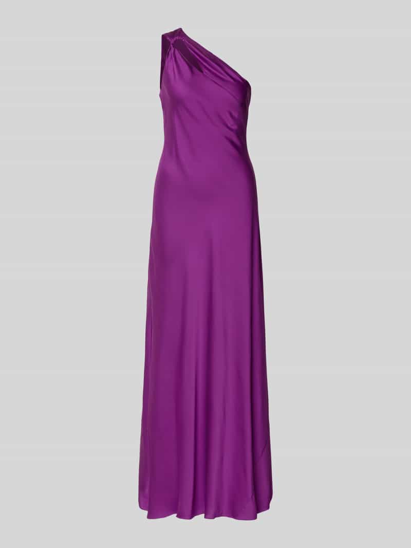Lauren Ralph Lauren Abendkleid mit One-Shoulder-Träger Modell 'TANEKA' in Aubergine, Größe 34