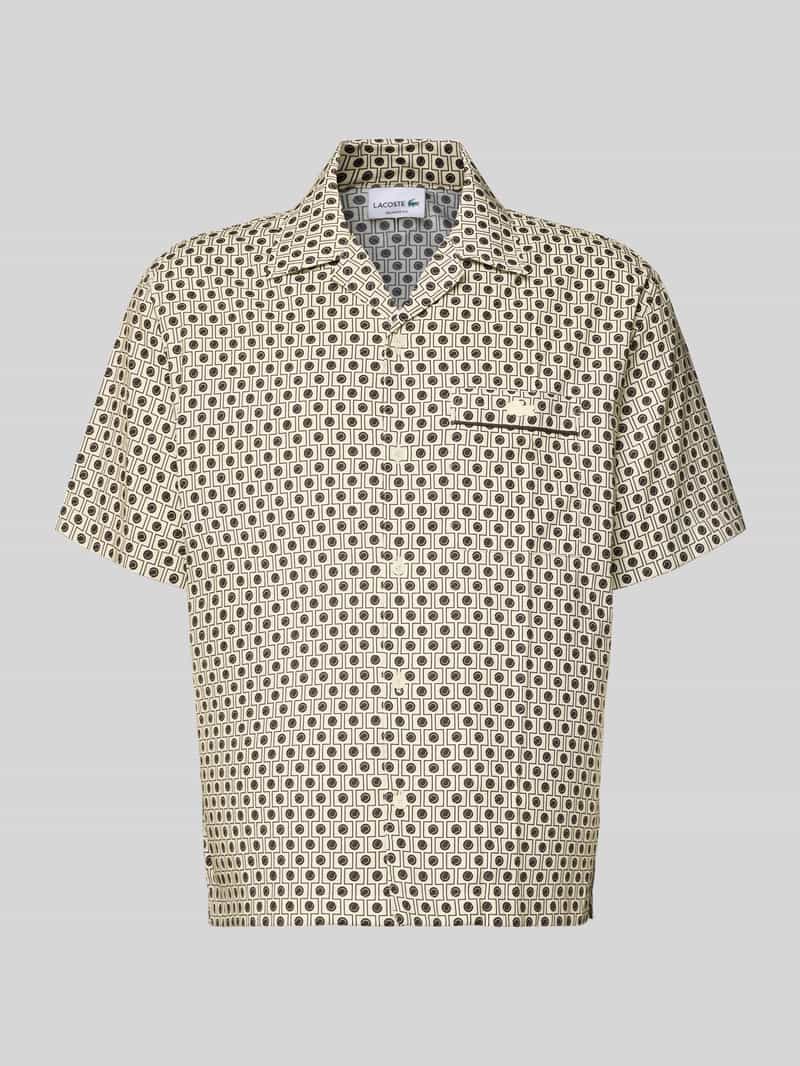 Lacoste Relaxed Fit Freizeithemd aus Baumwoll-Viskose-Mix in Ecru, Größe 39