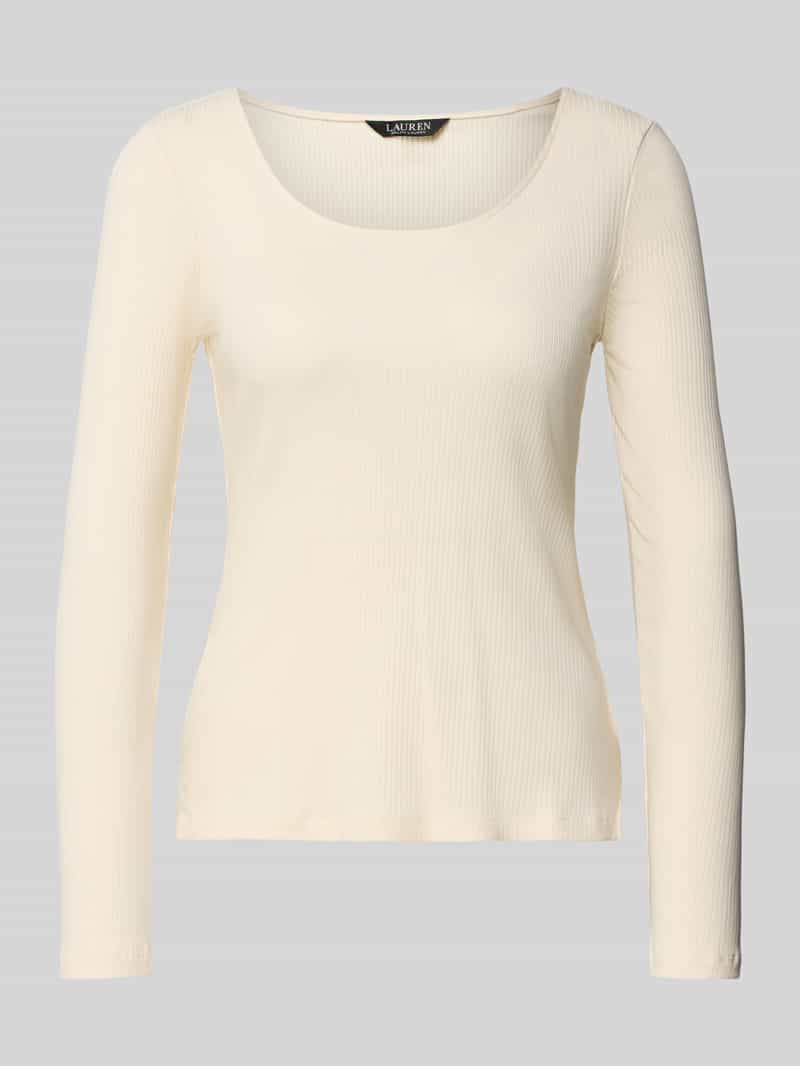 Lauren Ralph Lauren Longsleeve in Ripp-Optik Modell 'CHITRA' in Ecru, Größe L