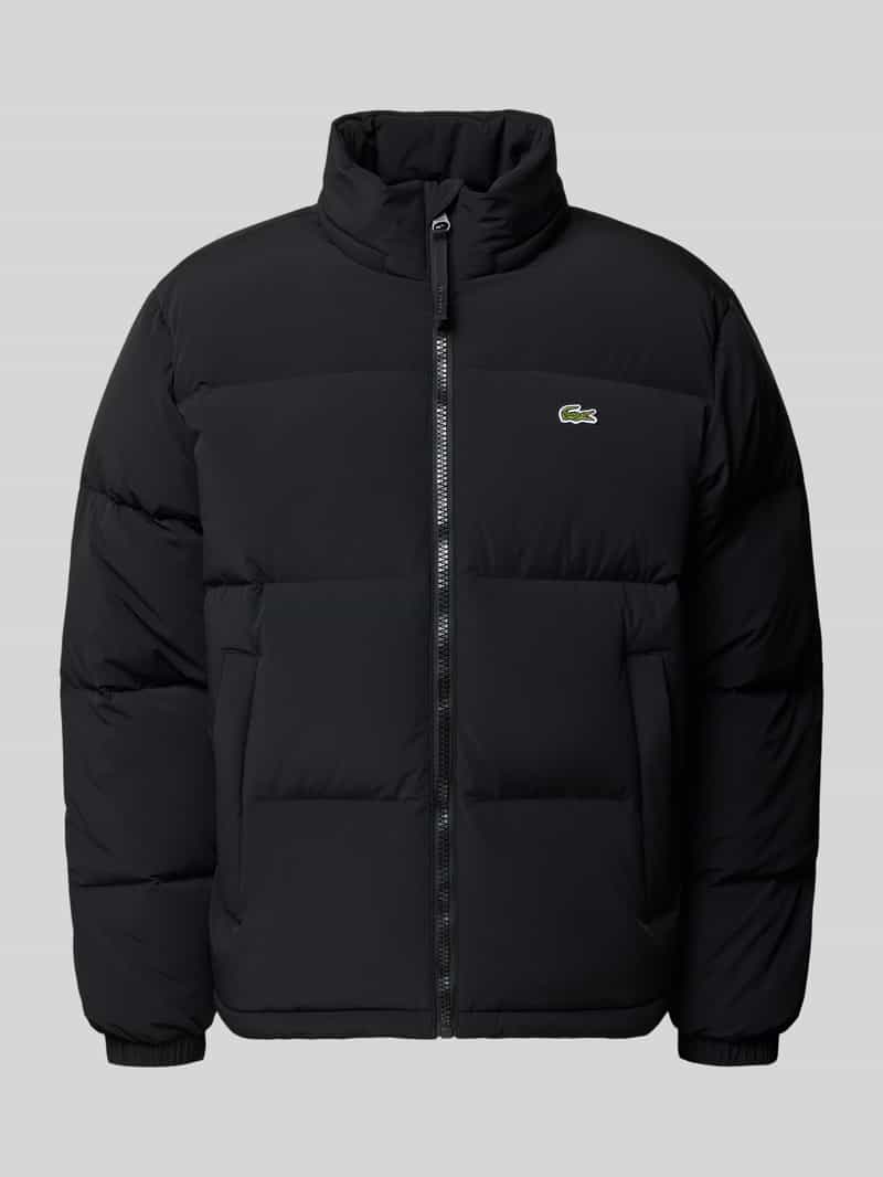 Lacoste Regular Fit Daunenjacke mit Stehkragen und integrierter Kapuze in Black, Größe L
