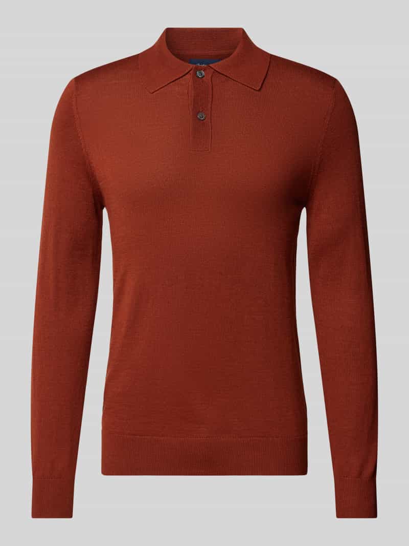 Christian Berg Men Slim Fit Strickpullover mit Polokragen in Terra, Größe 3XL
