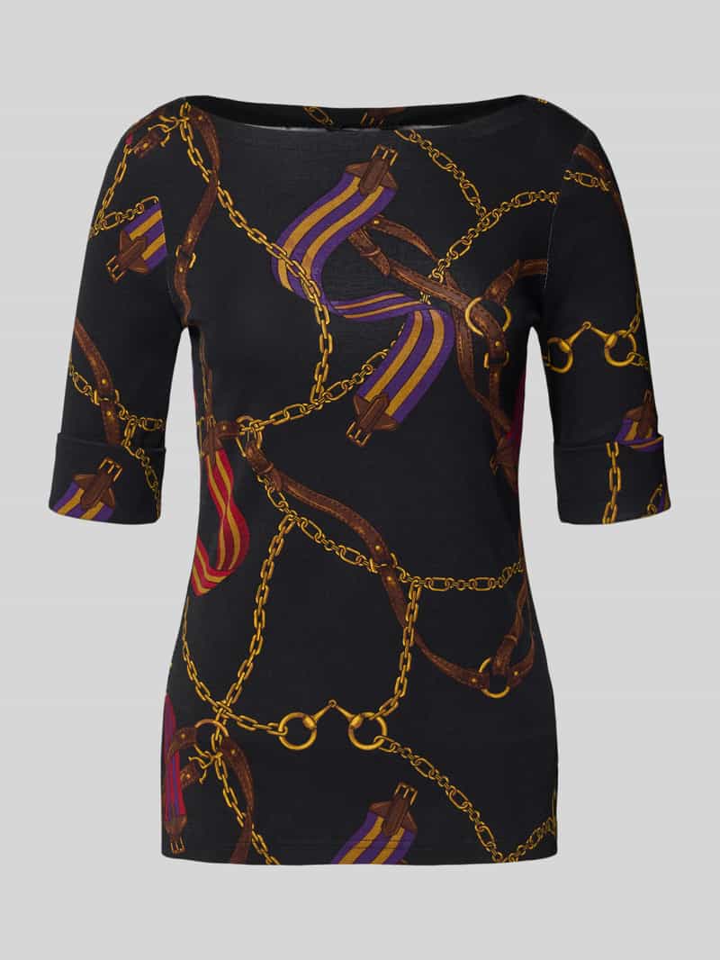 Lauren Ralph Lauren T-Shirt im Allover-Look Modell 'JUDY' in Black, Größe L