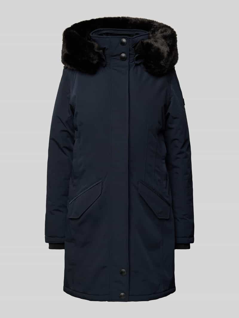 Wellensteyn Regular Fit Funktionsjacke mit Kapuze und Kunstfellbesatz Modell 'DOMINO' in Dunkelblau, Größe S
