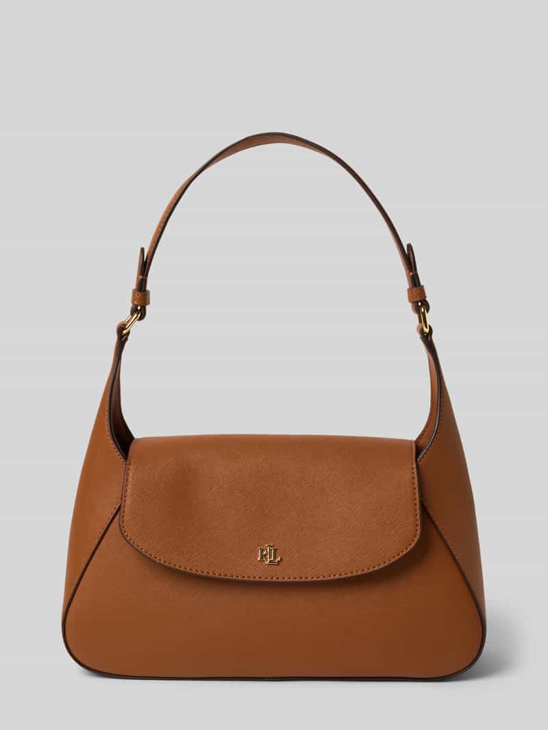 Lauren Ralph Lauren Lederhandtasche mit Label-Applikation Modell 'SCHYLAR' in Cognac, Größe 1