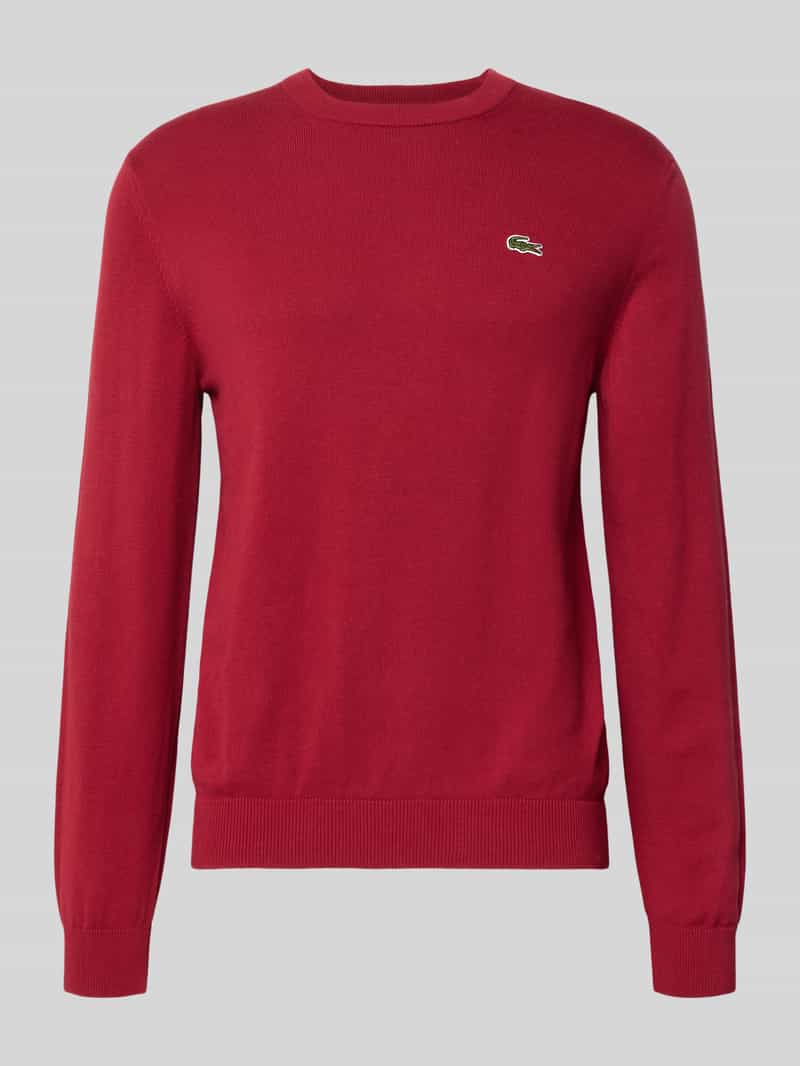 Lacoste Regular Fit Strickpullover aus Baumwoll-Mix in Bordeaux, Größe L