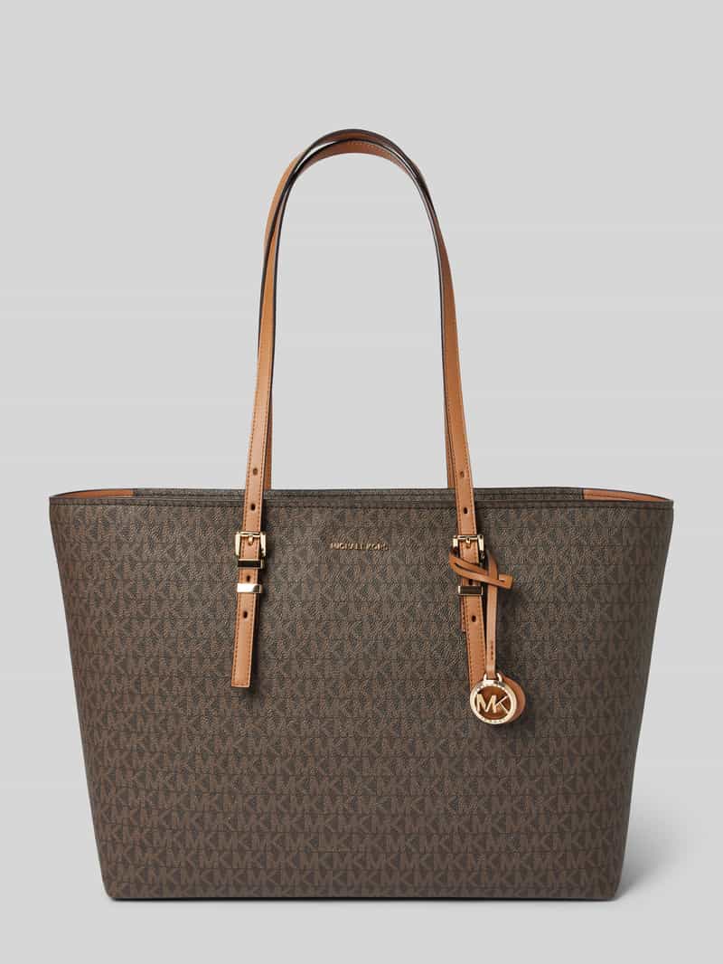 MICHAEL Michael Kors Handtasche mit Label-Anhänger Modell 'QUINN' in Mittelbraun, Größe 1