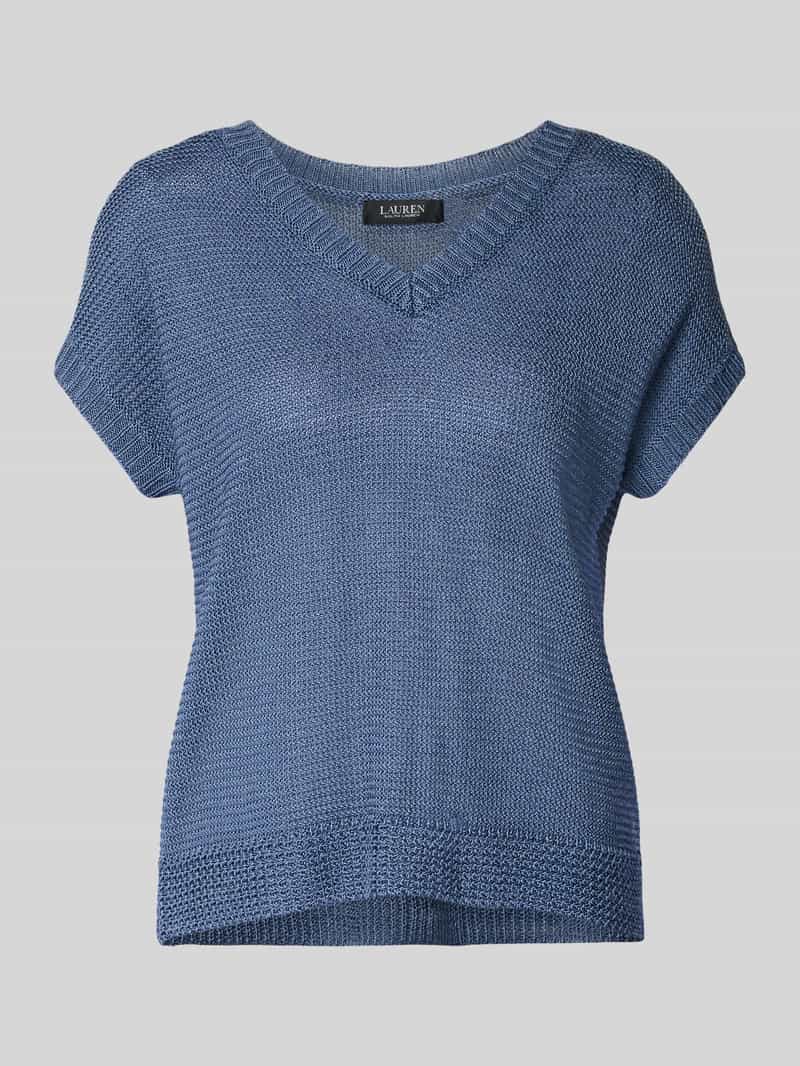 Lauren Ralph Lauren Relaxed Fit T-Shirt aus Leinen-Viskose-Mix Modell 'Emari' in Hellblau, Größe M