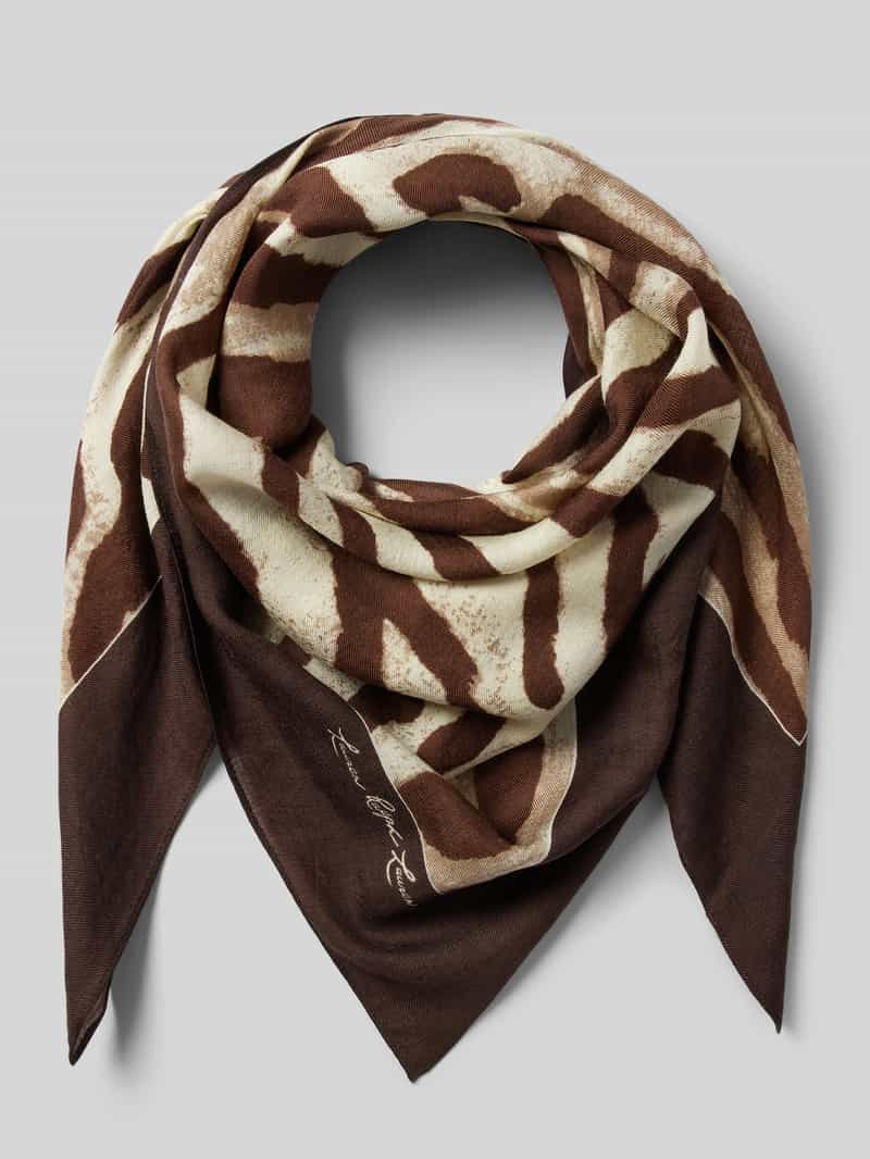 Lauren Ralph Lauren Tuch aus Wolle-Seide-Mix Modell 'ZEBRA' in Offwhite, Größe 1