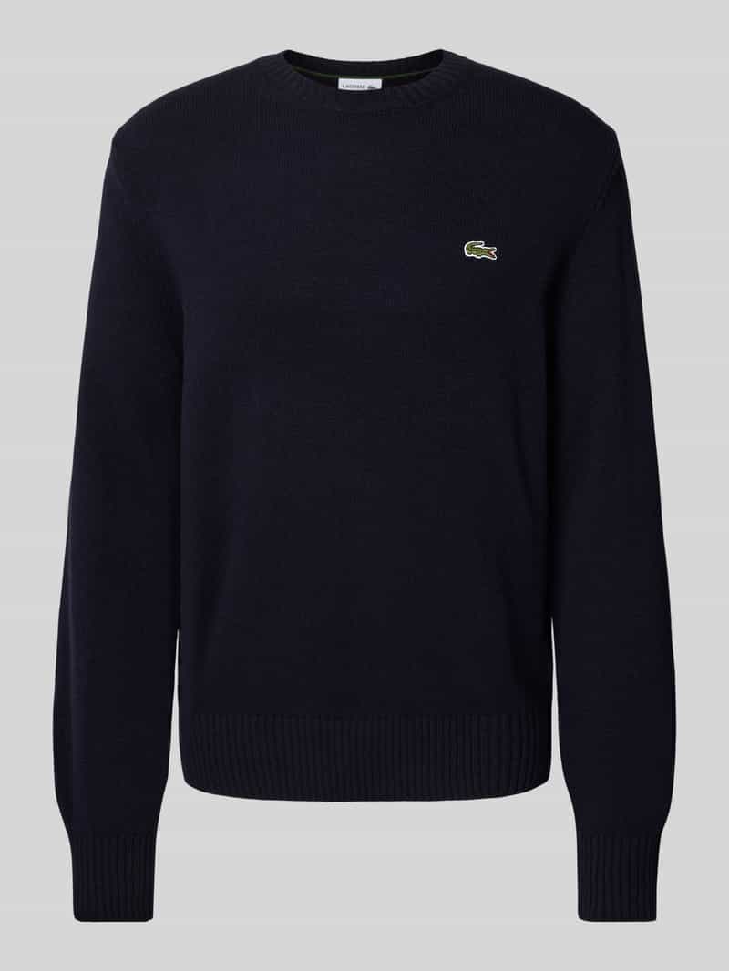 Lacoste Regular Fit Strickpullover aus reiner Wolle in Marine, Größe L
