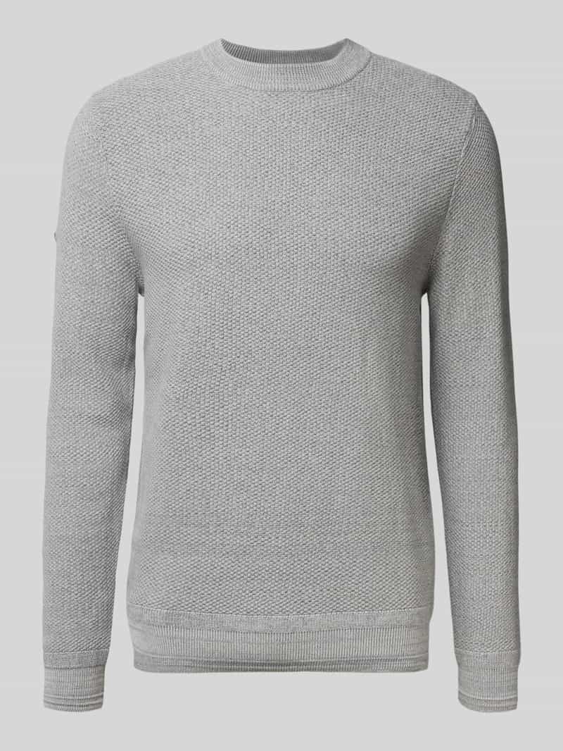 Superdry Strickpullover mit gerippten Abschlüssen in Hellgrau, Größe L