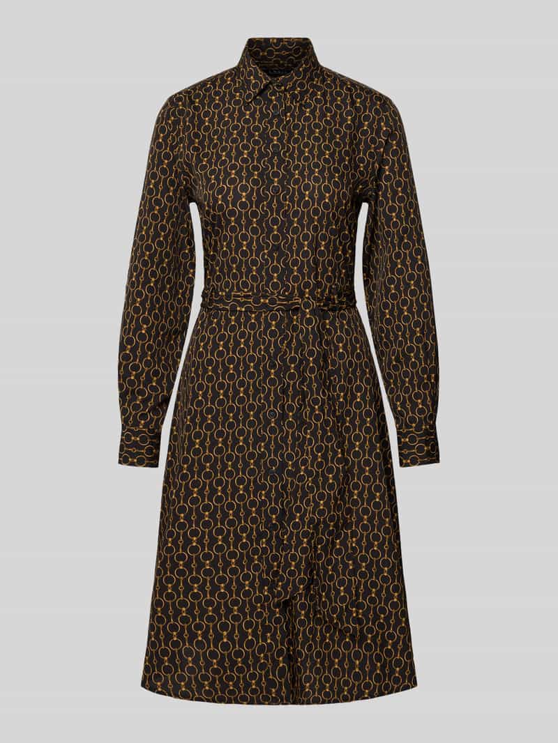 Lauren Ralph Lauren Knielanges Hemdblusenkleid mit Bindegürtel Modell 'KARALYNN' in Black, Größe 34