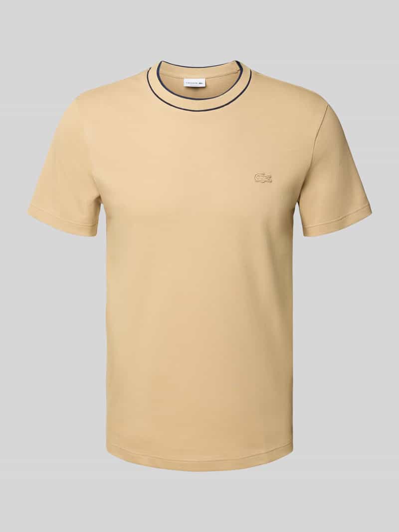 Lacoste Regular Fit T-Shirt aus Baumwoll-Mix in Beige, Größe M