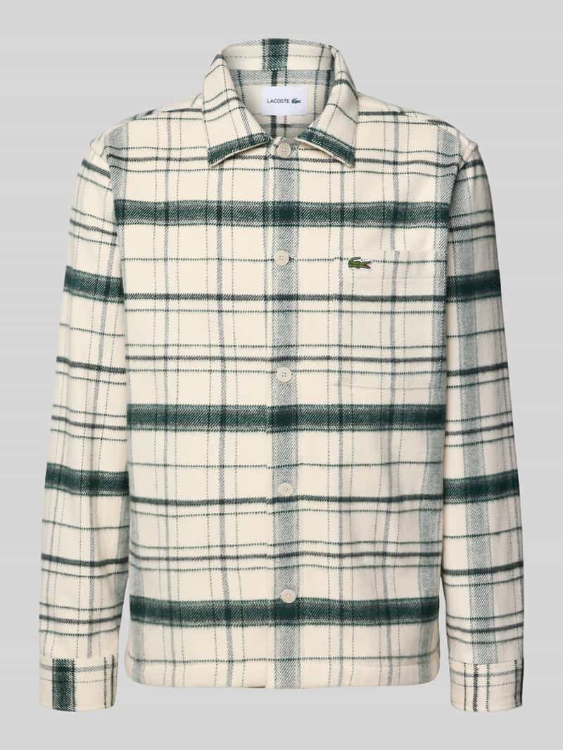 Lacoste Oversized Hemdjacke aus reiner Baumwolle Modell '6CG' in Gruen, Größe L
