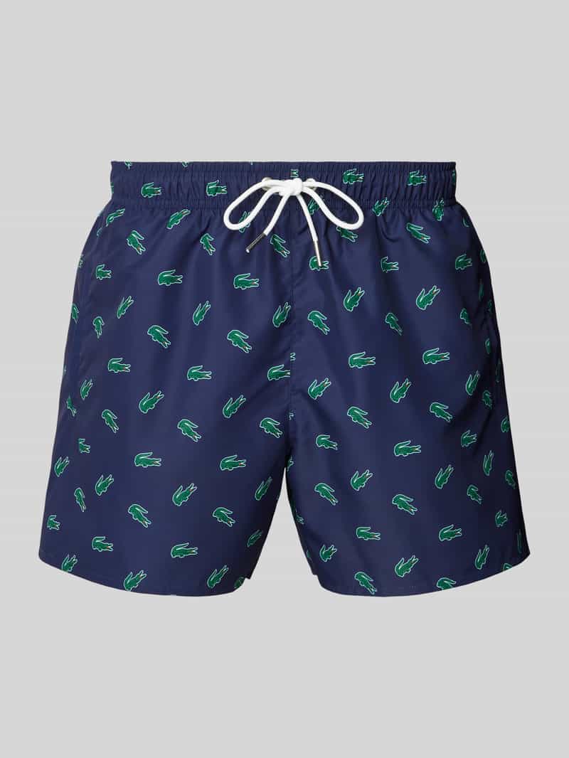 Lacoste Badehose mit elastischem Bund in Dunkelblau, Größe S
