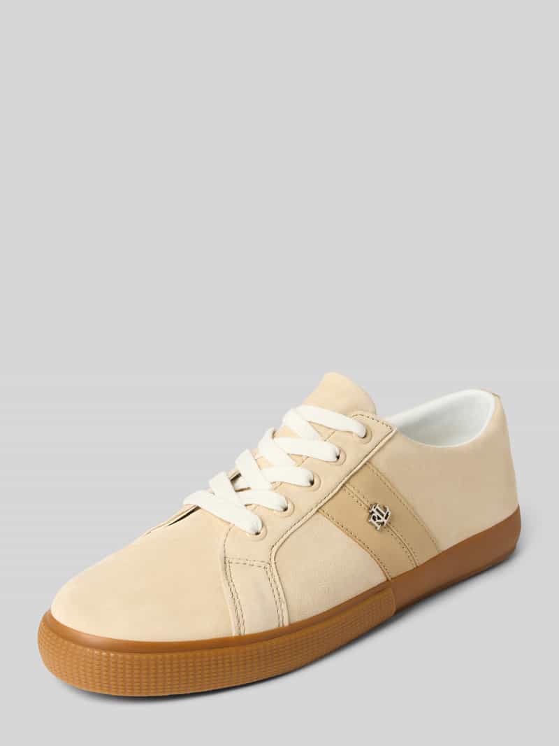 Lauren Ralph Lauren Sneaker aus Leder mit Label-Applikation Modell 'JANSON II' in Sand, Größe 36