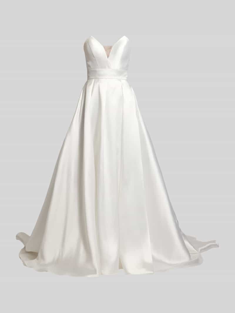Luxuar Regular Fit Brautkleid mit Zierknopfleiste in Offwhite, Größe 34