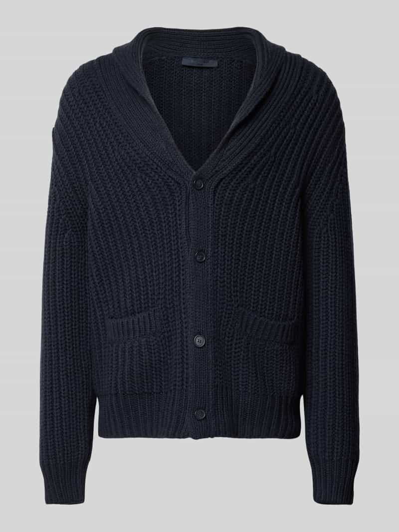 BOSS Regular Fit Strickjacke aus Schurwoll-Kaschmir-Mix - BECKHAM x BOSS in Marine, Größe L