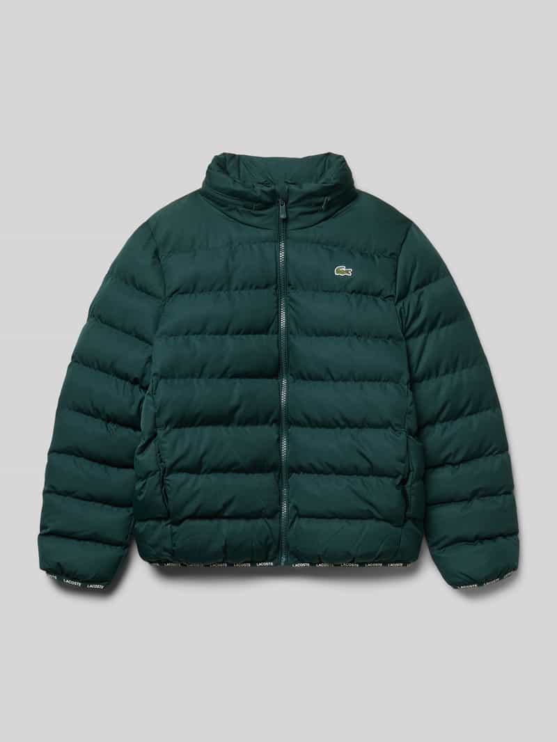 Lacoste Regular Fit Steppjacke mit Stehkragen und versteckter Kapuze in Dunkelgruen, Größe 140