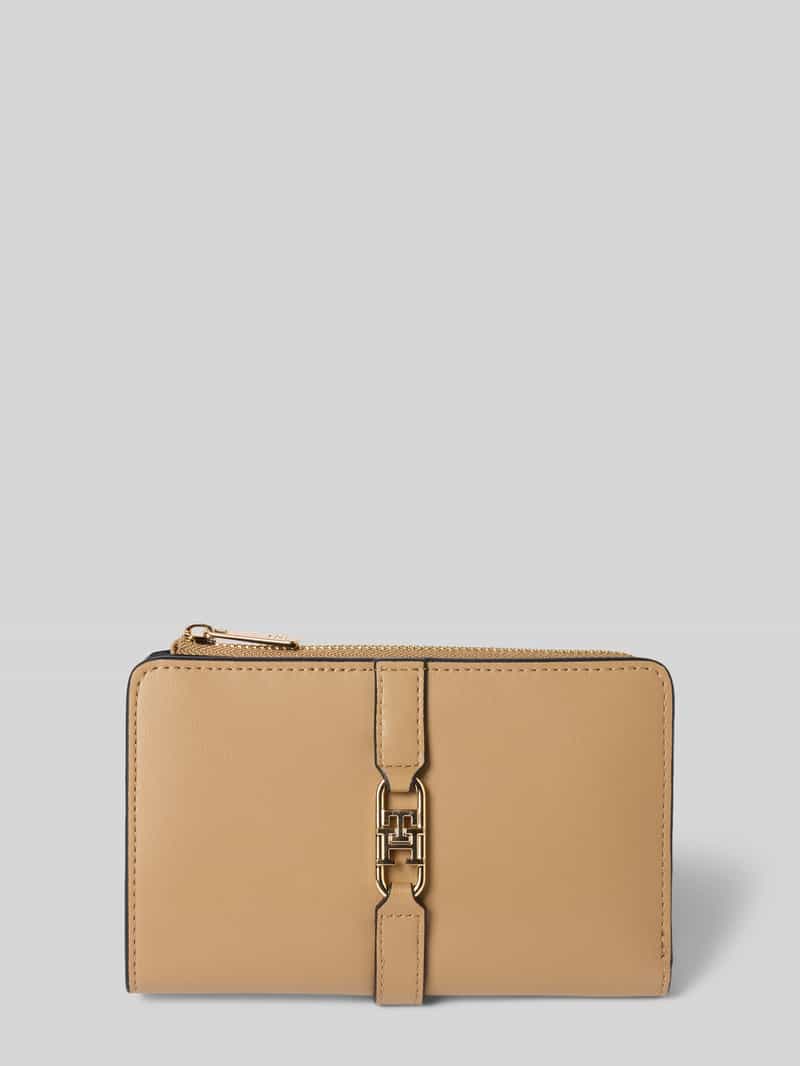 Tommy Hilfiger Portemonnaie mit Logo-Applikation in Camel, Größe 1