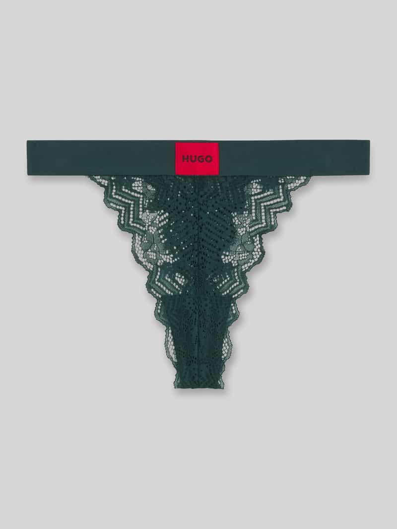 HUGO String aus femininer Spitze Modell 'STRING RL LACE' in Dunkelgruen, Größe L