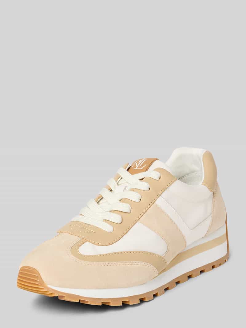 Lauren Ralph Lauren Sneaker aus Leder-Mix mit Logo-Prägung Modell 'Dani' in Sand, Größe 36