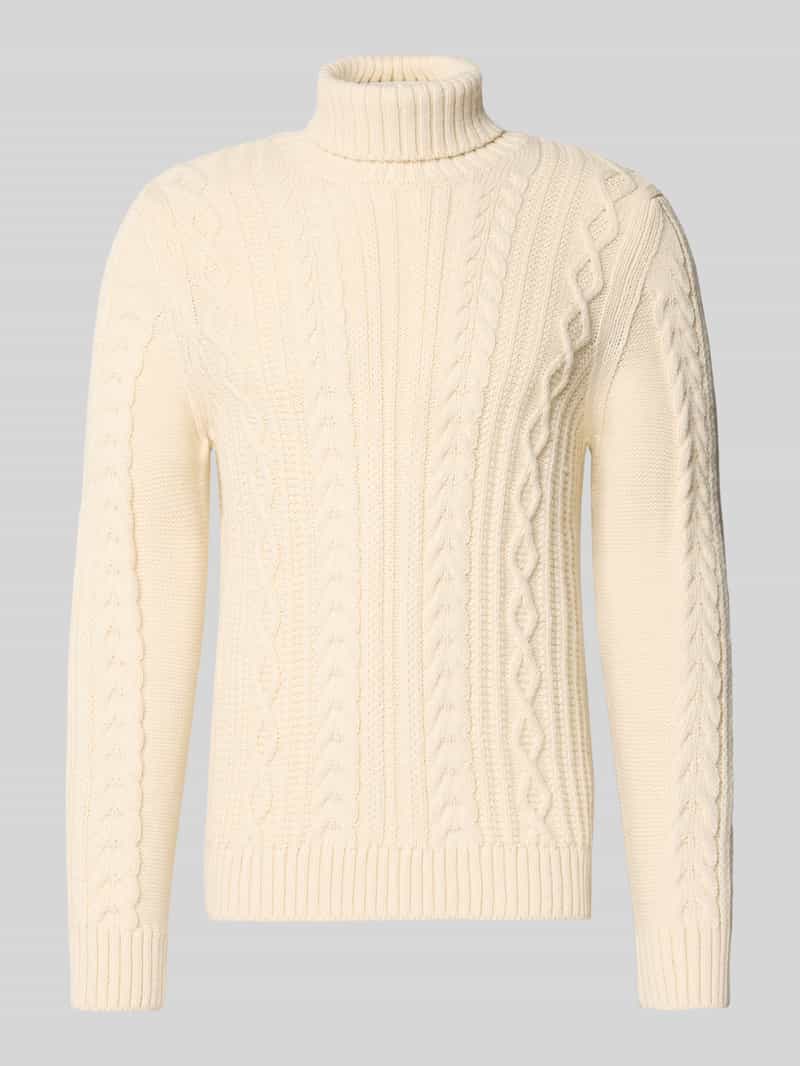 Superdry Strickpullover mit Zopfmuster Modell 'Jacob' in Offwhite, Größe L