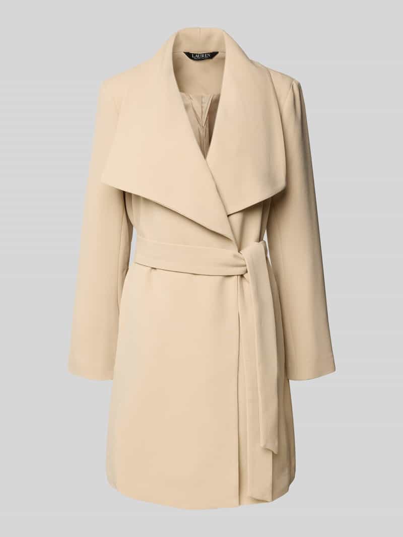 Lauren Ralph Lauren Mantel mit breitem Kragen und Bindegürtel in Sand, Größe L
