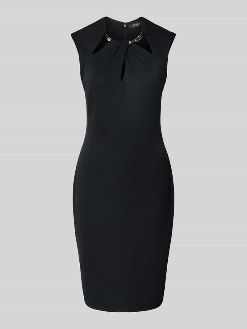 Lauren Ralph Lauren Knielanges Cocktailkleid mit Cut Outs in Black, Größe 34