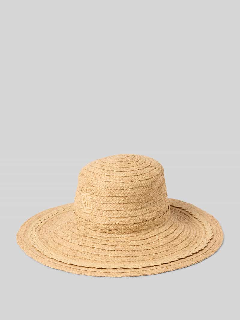 Lauren Ralph Lauren Hut mit Logo-Detail und breiter Krempe in Beige, Größe 1
