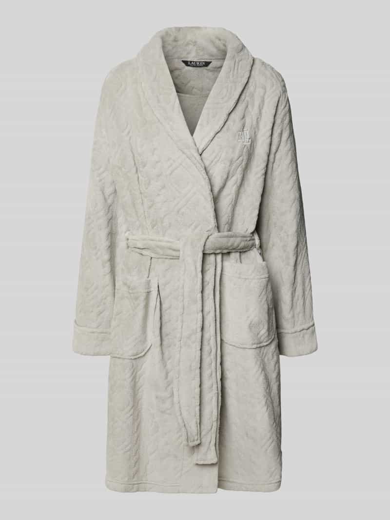 Lauren Ralph Lauren Bademantel mit Strukturmuster in Mittelgrau, Größe L