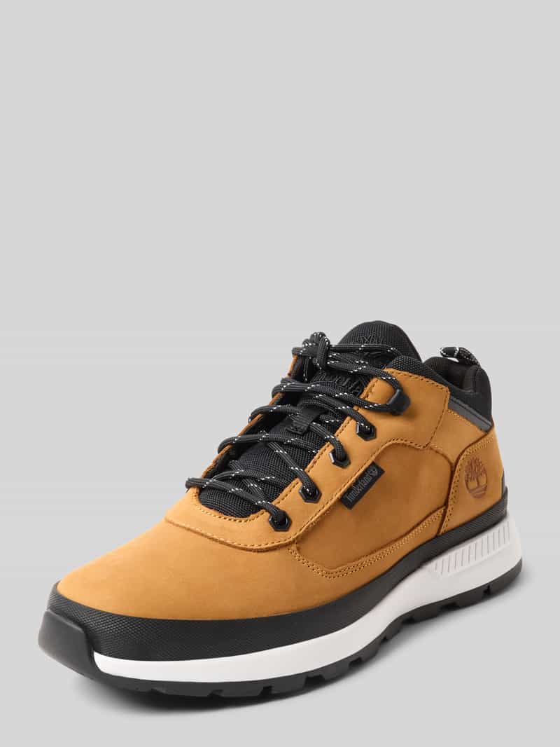 Timberland Boots aus Leder-Mix mit Label-Details in Camel, Größe 41