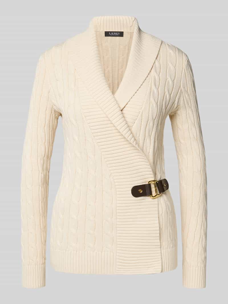 Lauren Ralph Lauren Strickjacke mit Zopfmuster Modell 'DONATO' in Beige, Größe S