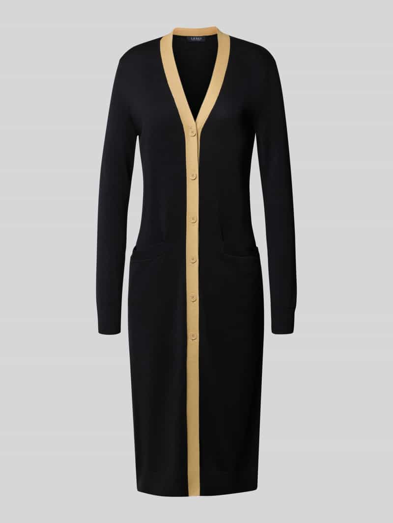 Lauren Ralph Lauren Strickmantel mit V-Ausschnitt in BLACK, Größe L