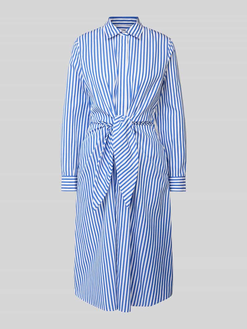Lauren Ralph Lauren Midikleid mit Bindegürtel Modell 'KAHWELL' in Hellblau, Größe 42