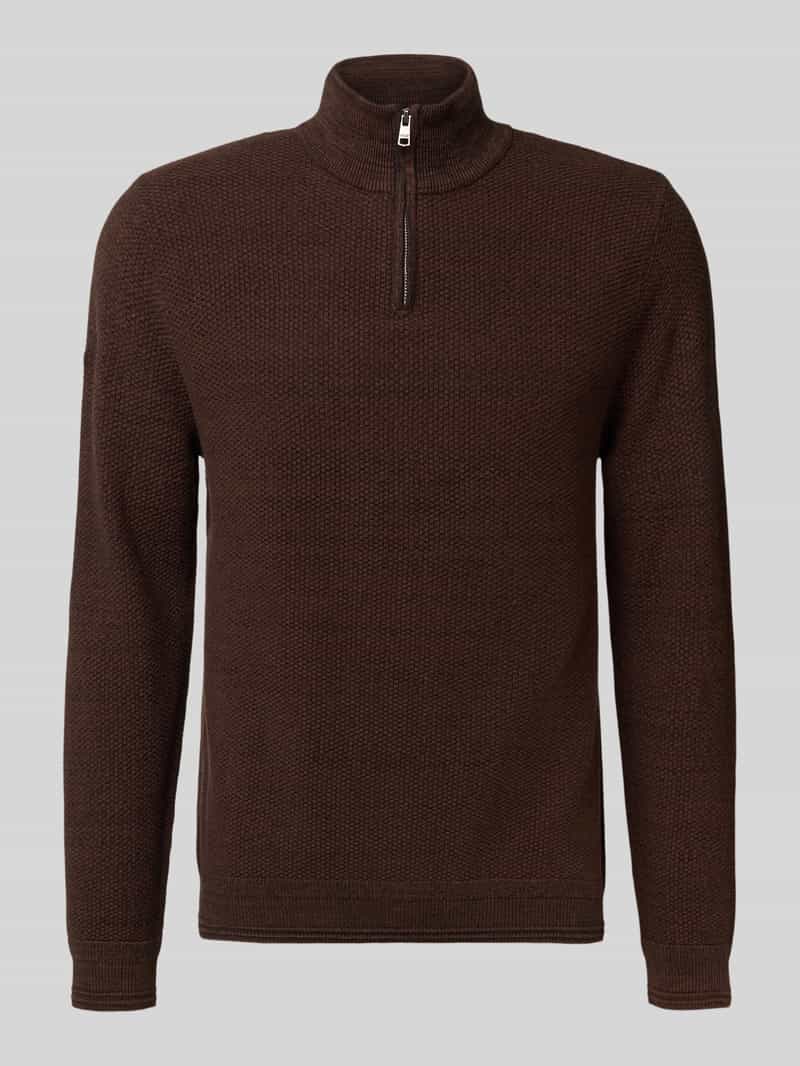 Superdry Strickpullover mit Stehkragen in Dunkelbraun, Größe L