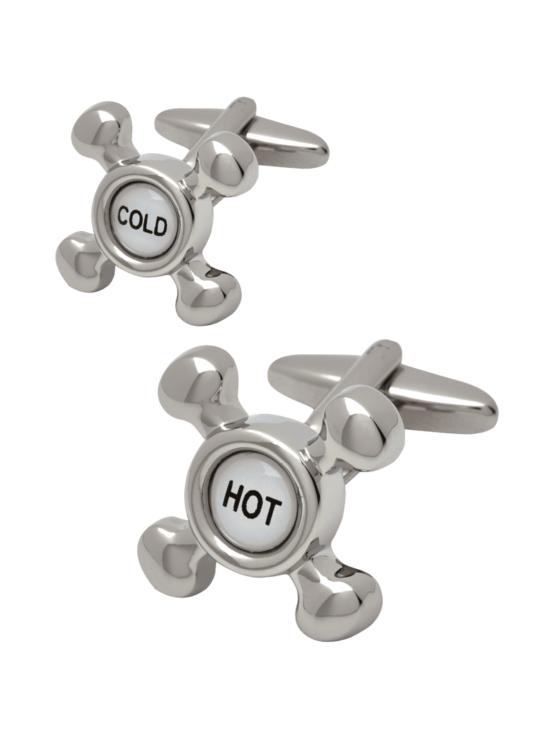 Lindenmann Manschettenknöpfe in Wasserhahn-Drehgriff-Form in Silber, Größe 1