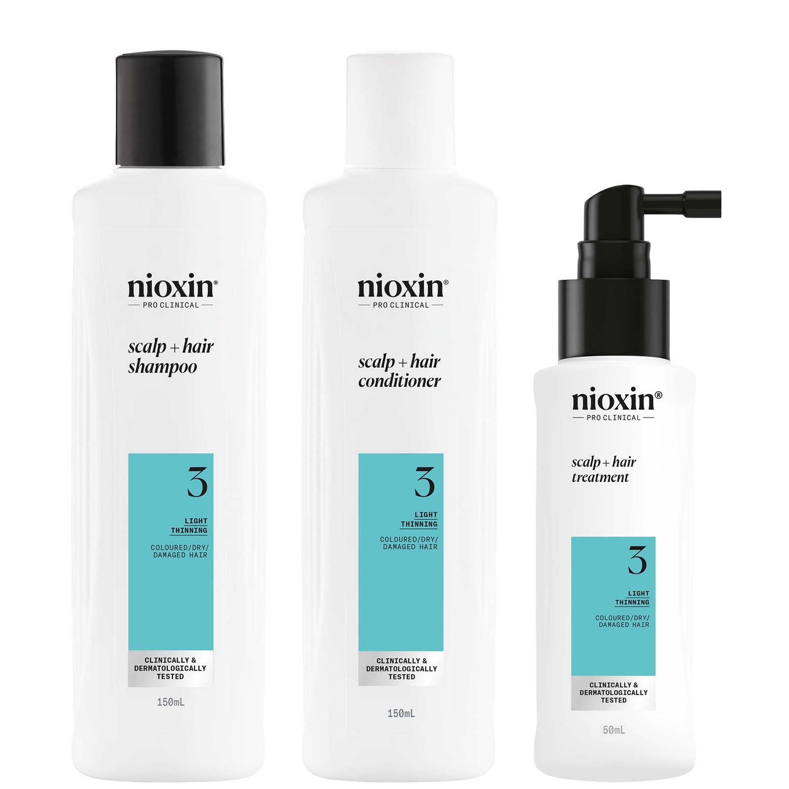 NIOXIN Scalp and Hair Thickening System 3 for Coloured Dry and Damaged Hair with Light Thinning Trial Kit