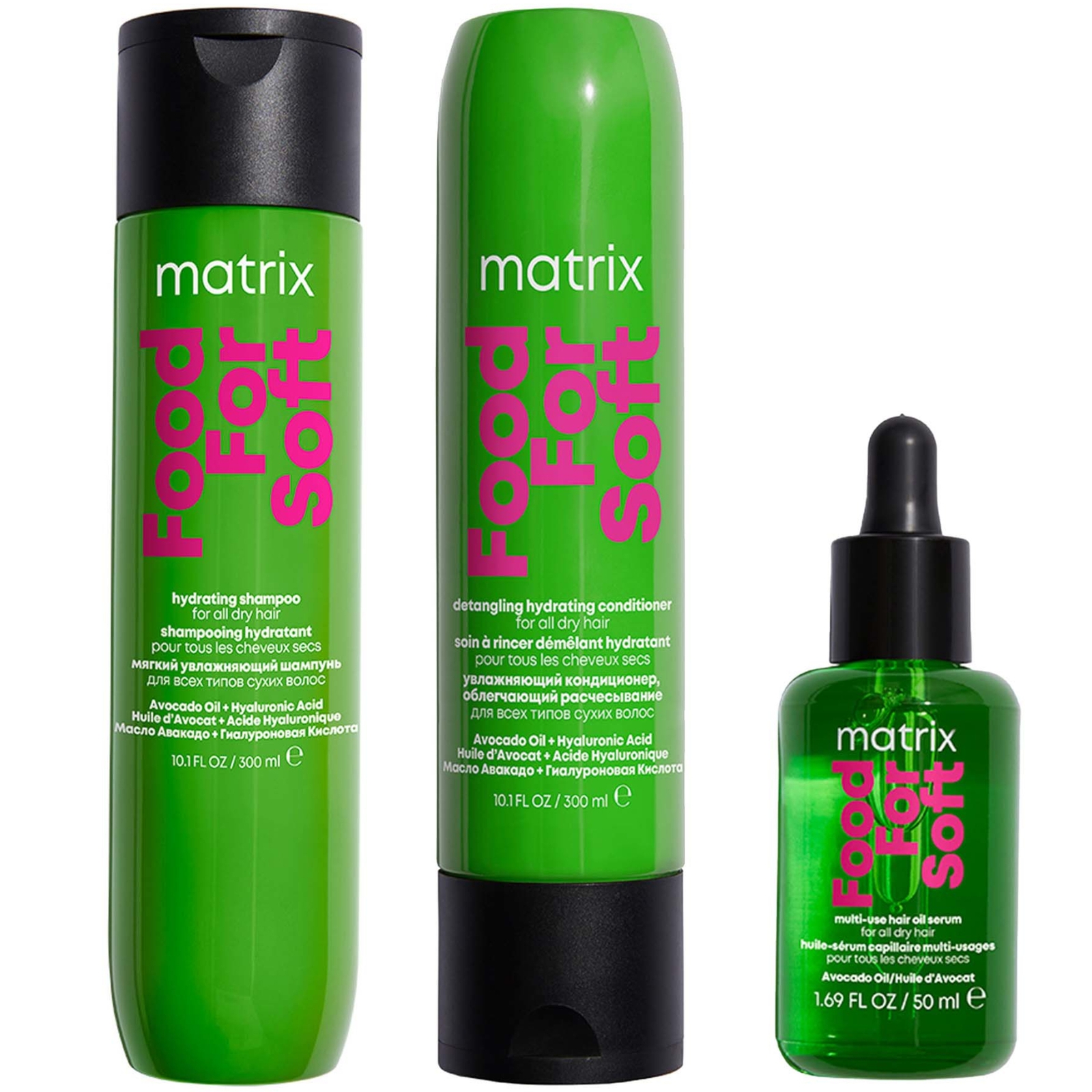 Matrix Food for Soft Hydrating Shampoo, Conditioner and Hair Oil with Avocado Oil and Hyaluronic Acid for Dry Hair Routine