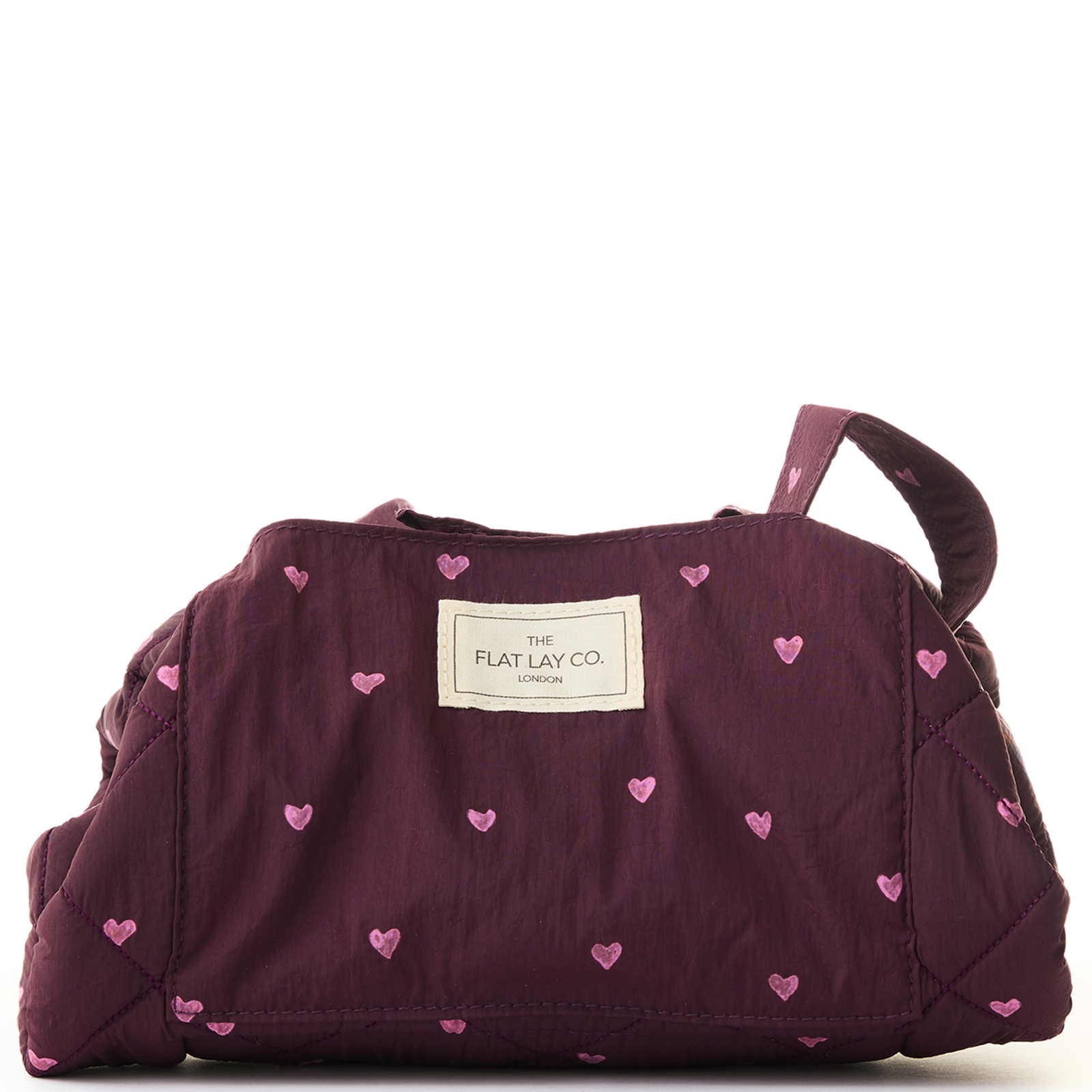 The Flat Lay Co. Parachute Drawstring Flat Lay Makeup Bag - Burgundy Hearts LOOKFANTASTIC EXCLUSIVE