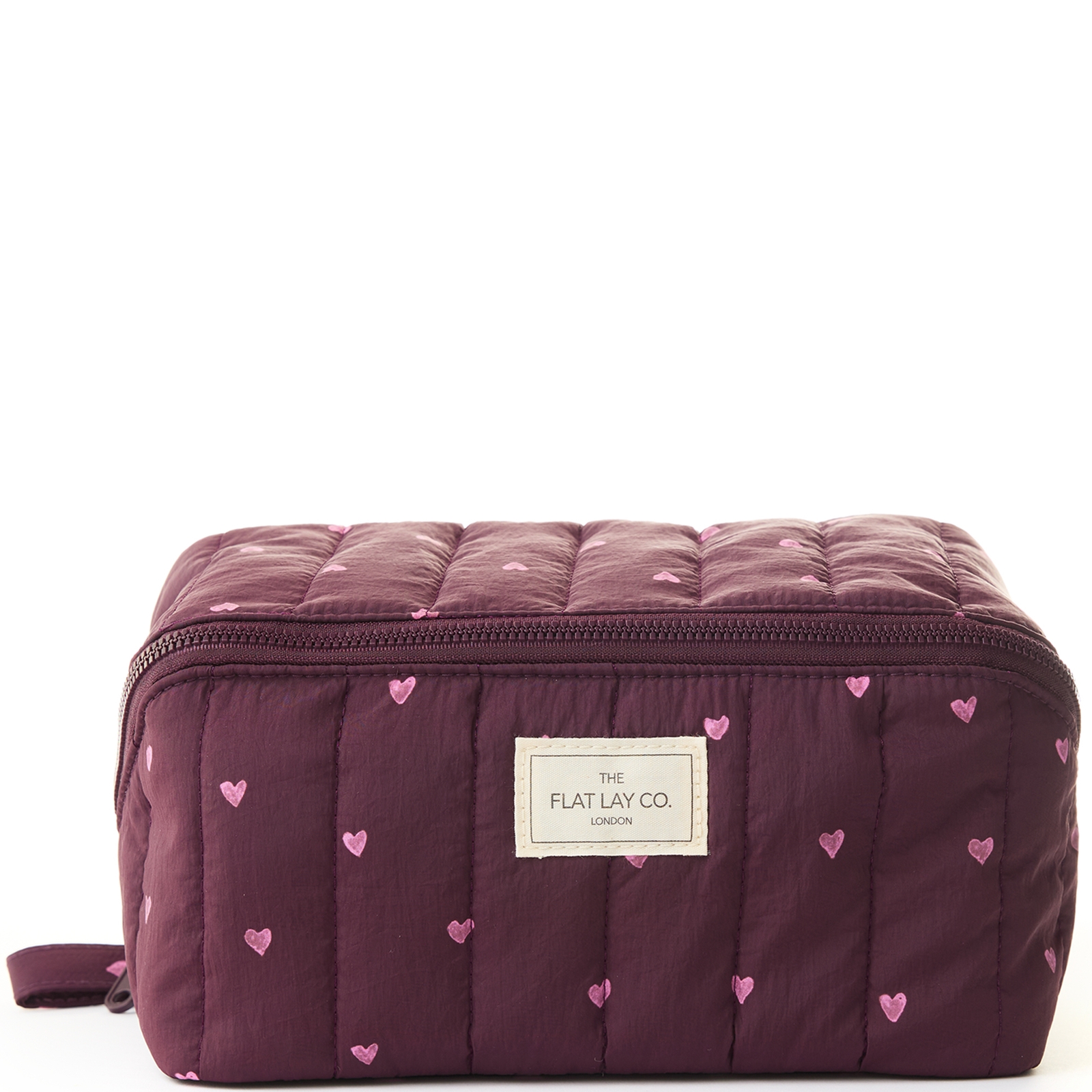 The Flat Lay Co. Marshmallow Flat Lay Makeup Box Bag - Burgundy Hearts LOOKFANTASTIC EXCLUSIVE