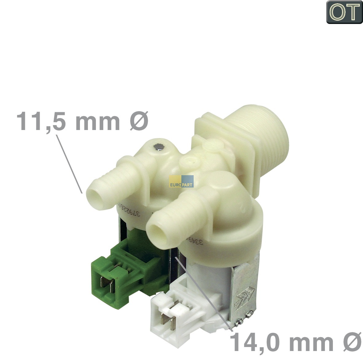 Magnetventil 2-fach ZANUSSI 1249471051 180? 12, 0mm+14, 0mm? f?r Waschmaschine (KD-1249471051)