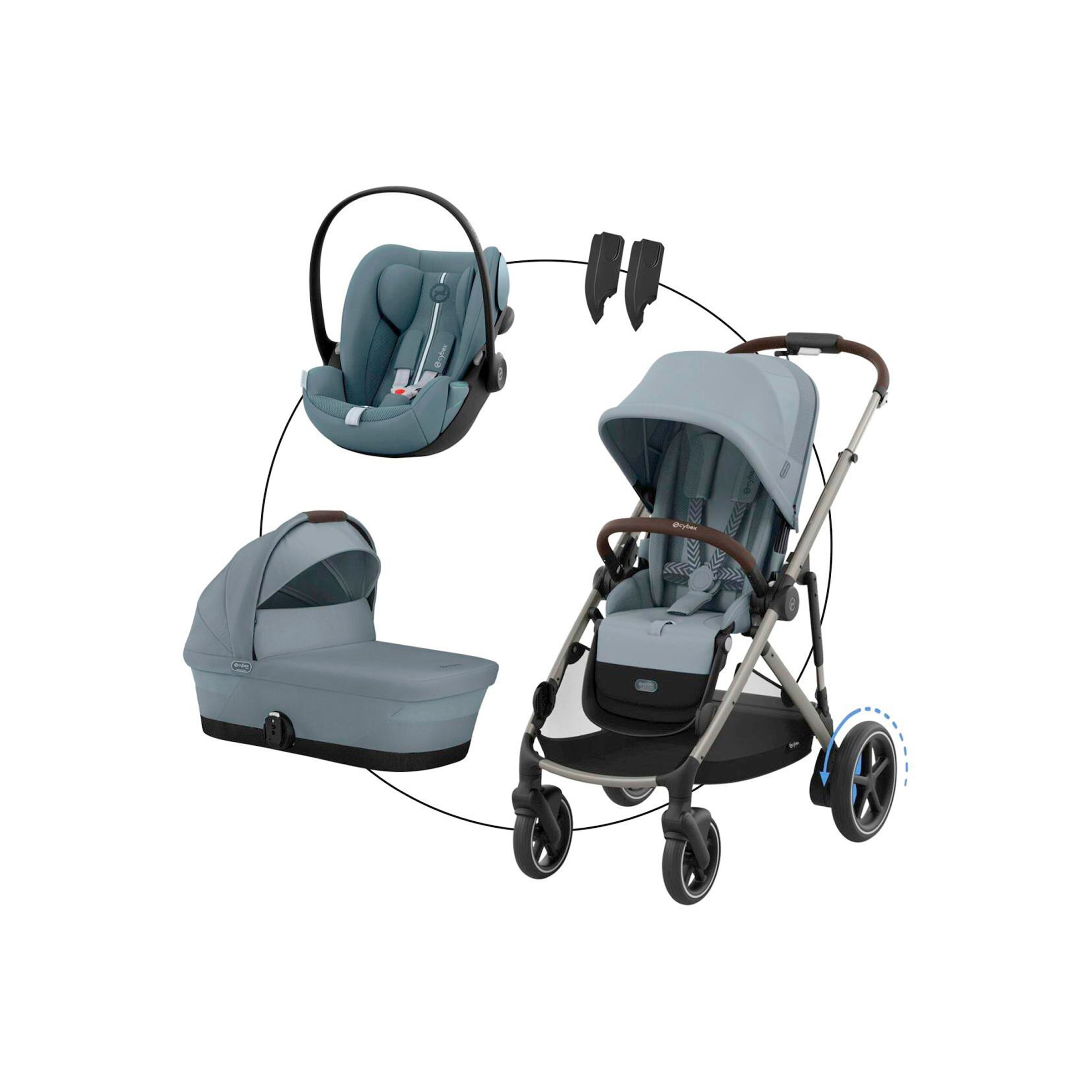 Kombikinderwagen eGazelle Trio-Set inkl. Babyschale Cloud G
