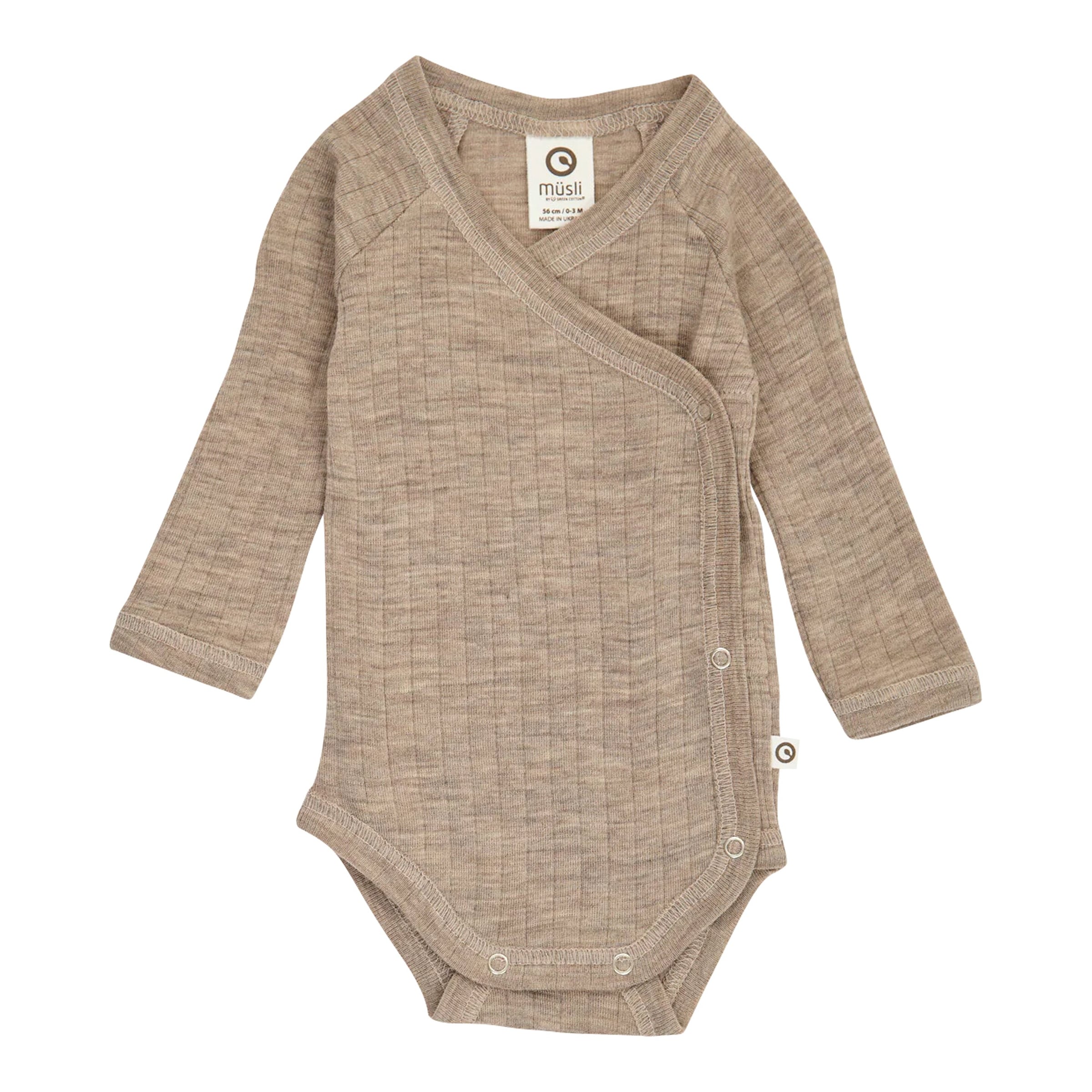 Woll-Wickelbody langarm Rippqualität Merinowolle