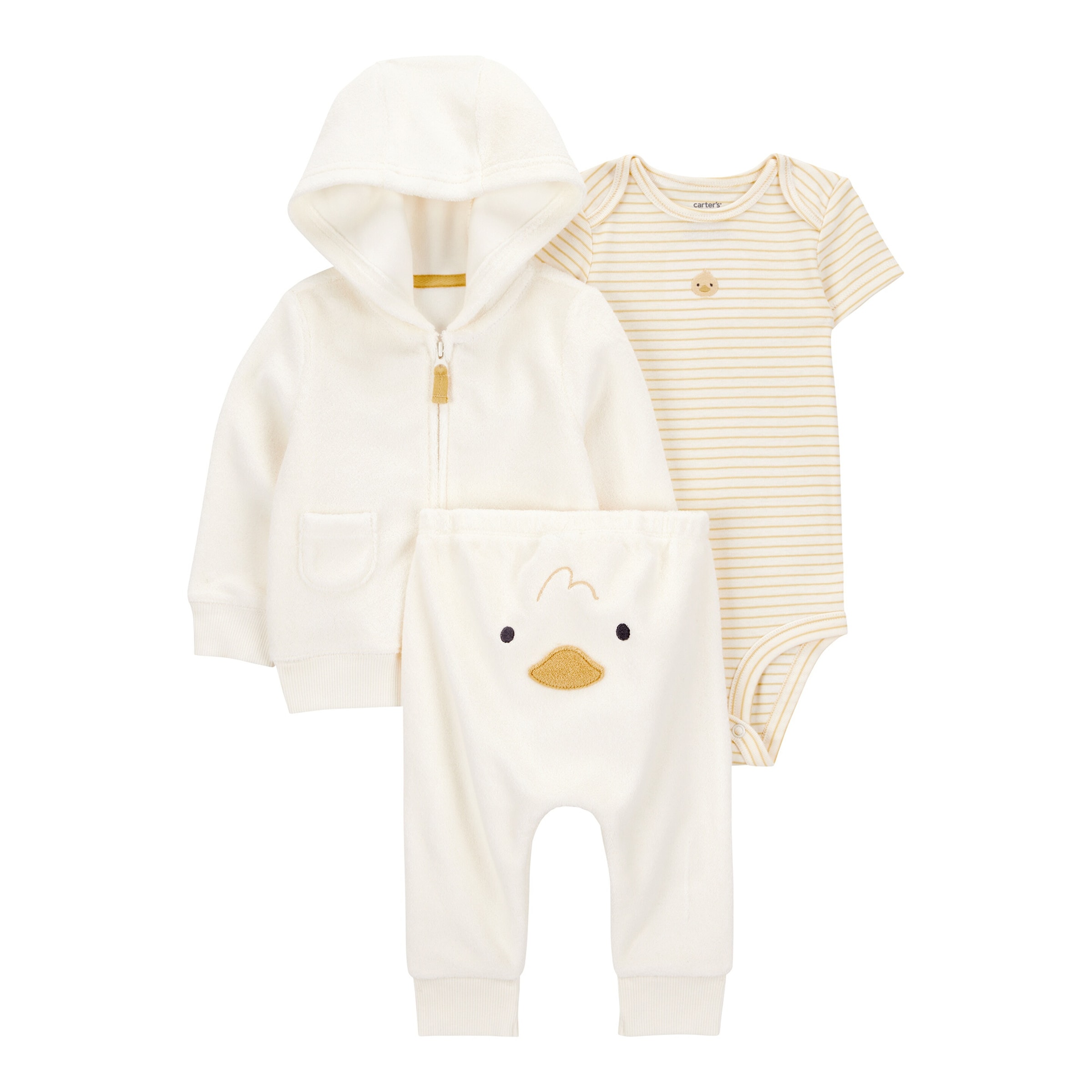 3-tlg. Set Body kurzarm, Sweatjacke und Jogginghose Frottee Küken Ringel