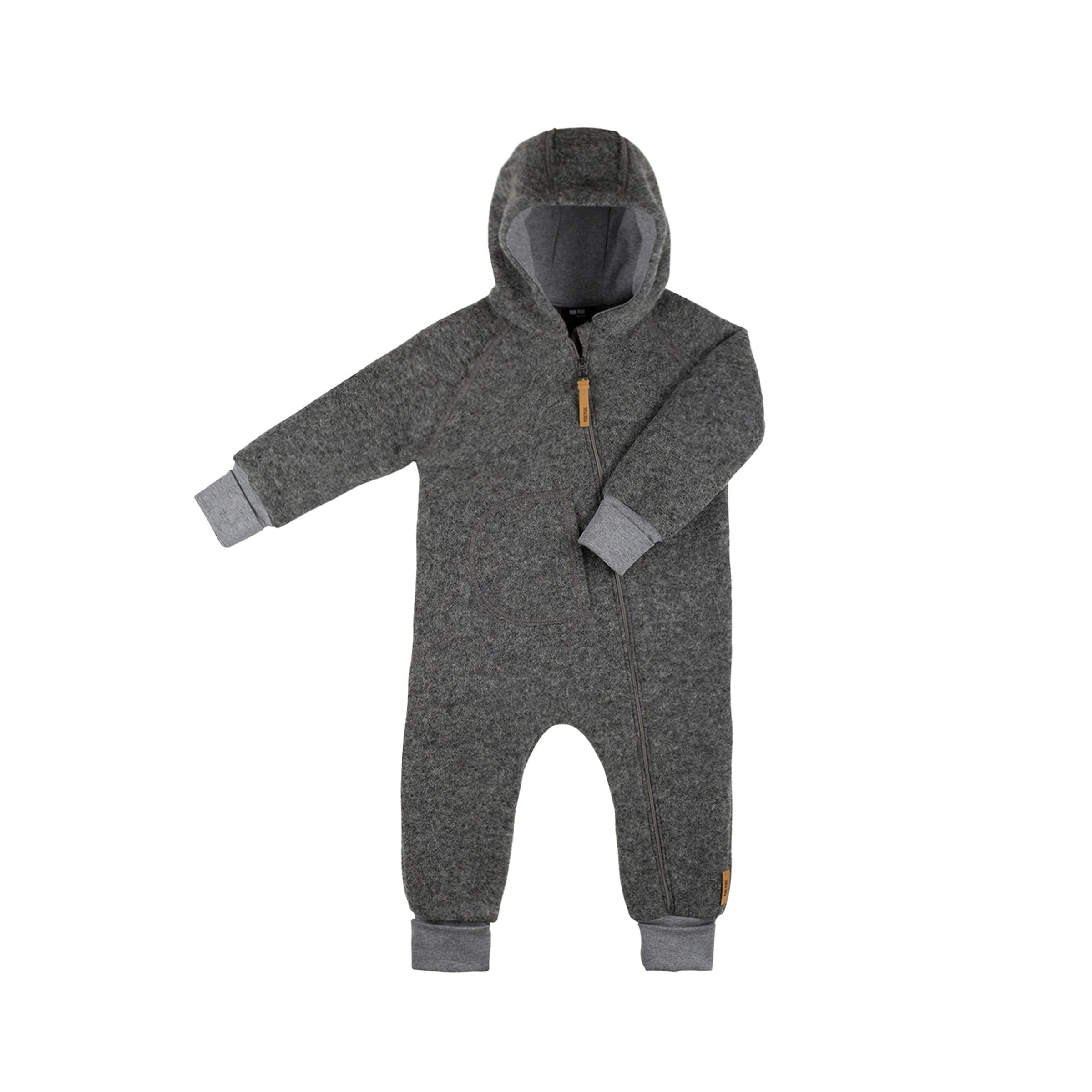 Wollwalk-Overall mit Kapuze und Klappbündchen