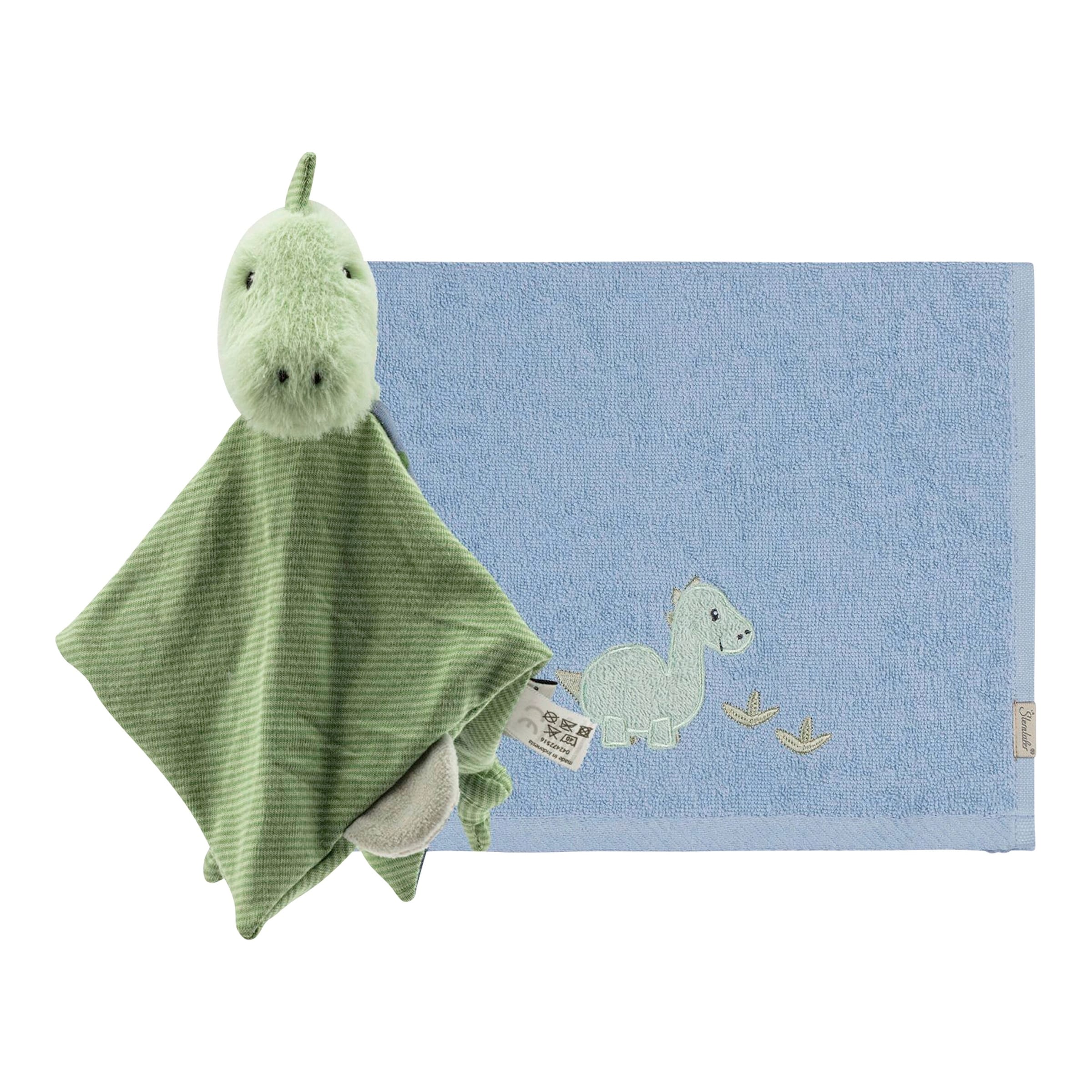 2-tlg. Geschenkset mit Rassel und Handtuch Dino Rexi