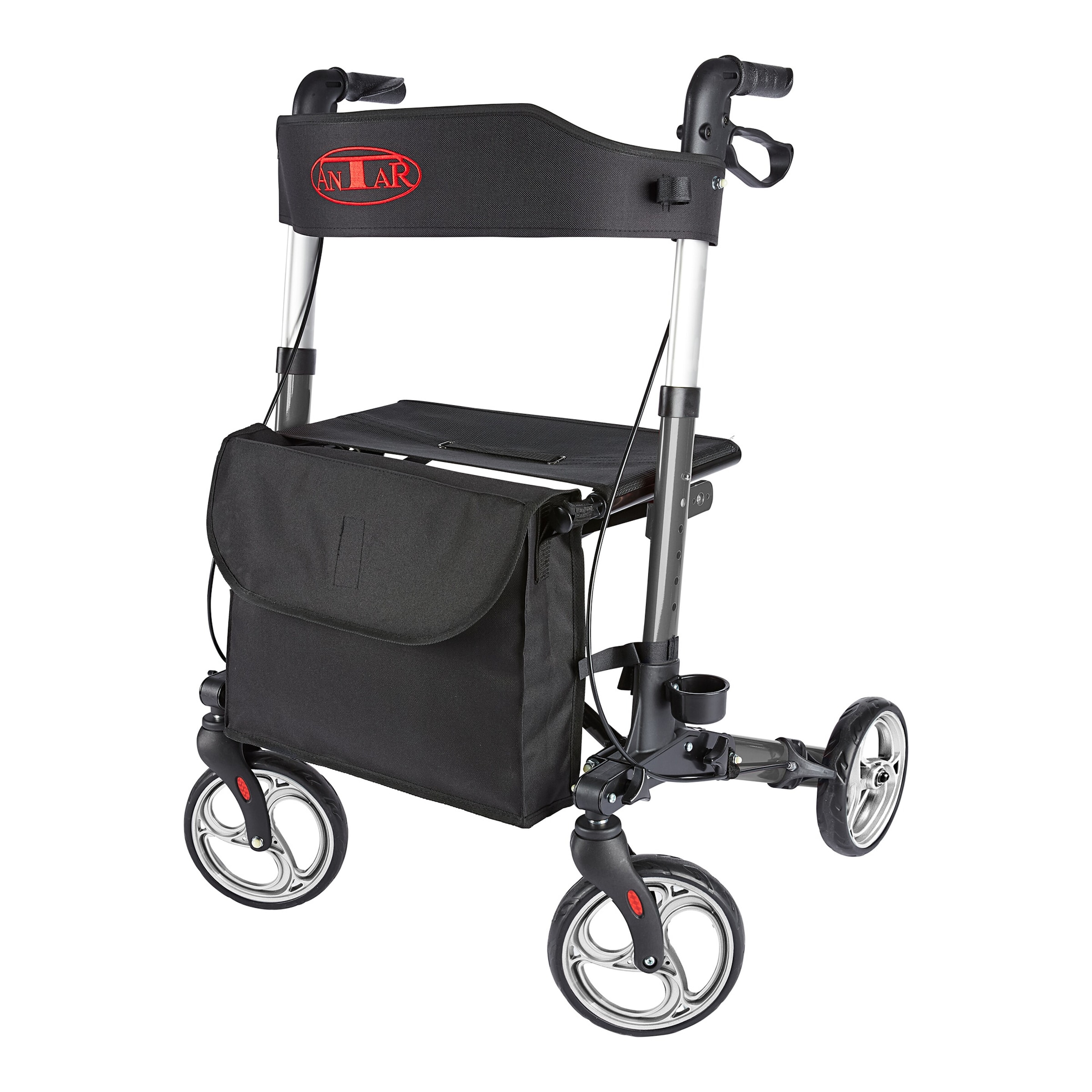 Leichtgewicht-Rollator Premium, Aluminium, mit Rückengurt und Tasche - AT51006, anthrazit
