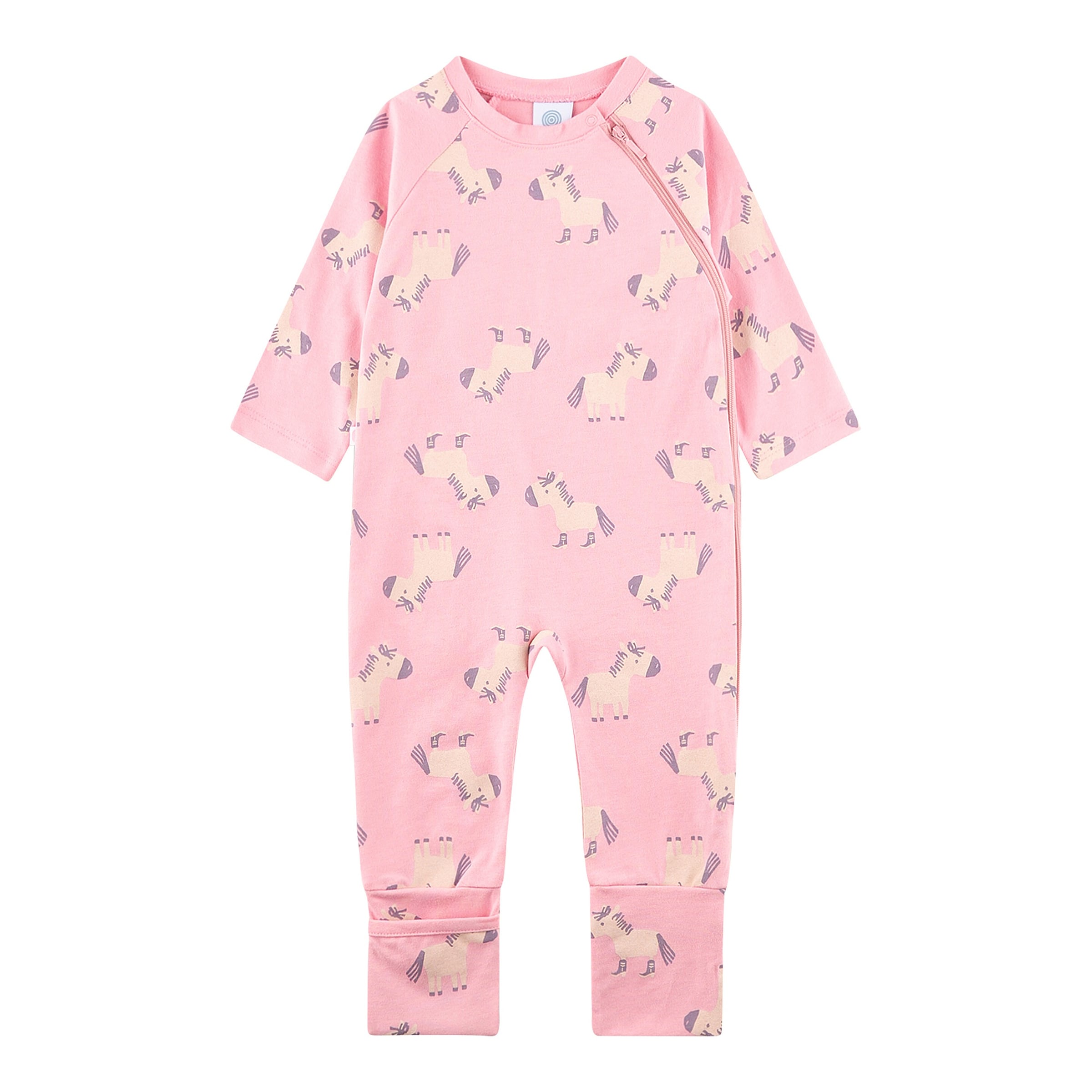 Schlafoverall mit Klappfuß Pferde